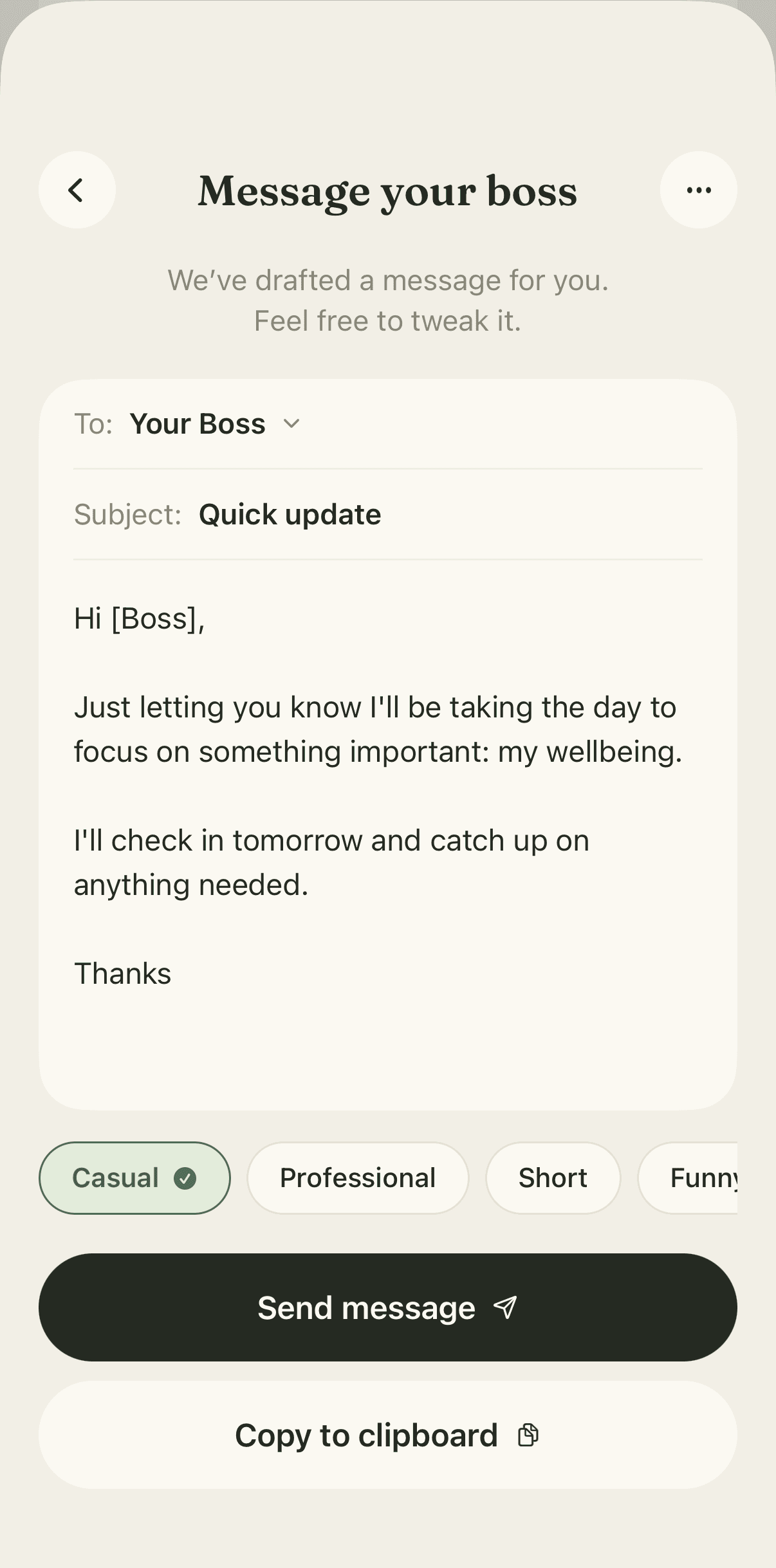 Then message your boss